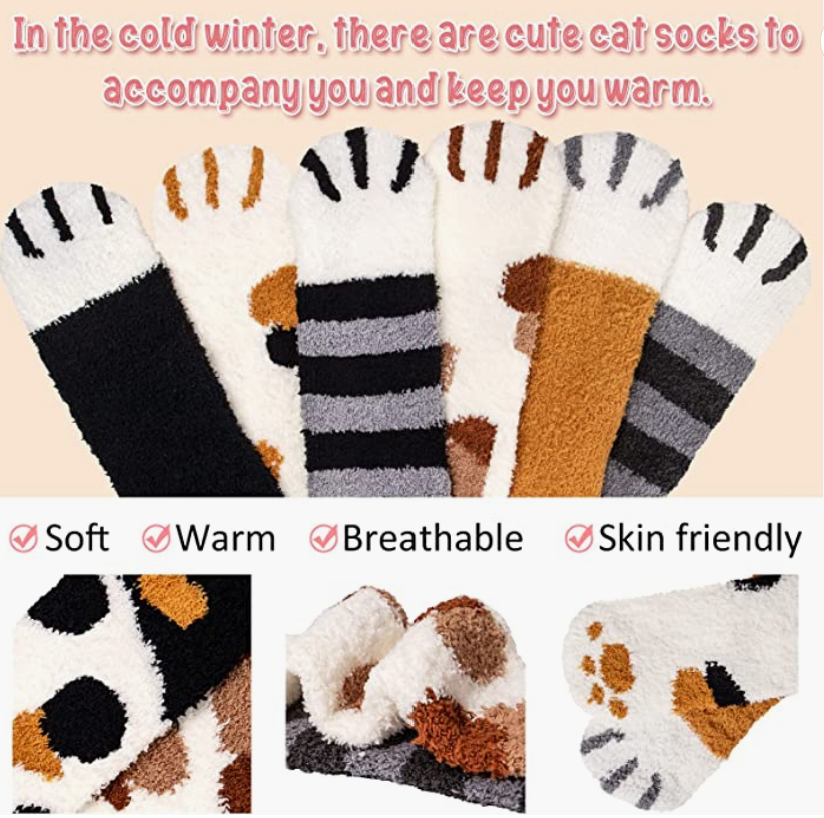 Winter Cat Paw Socks